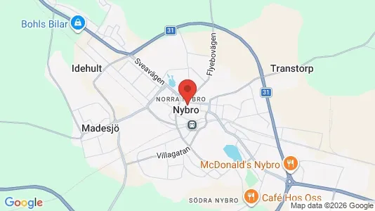 Butikslokaler att hyra i Nybro - kort over placeringen