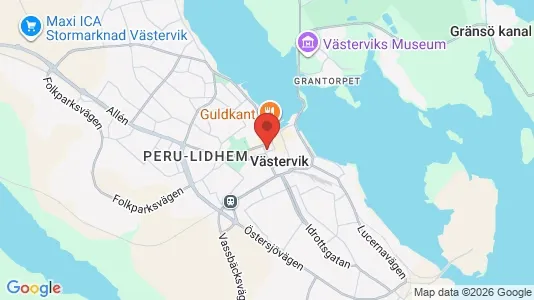Butikslokaler att hyra i Västervik - kort over placeringen