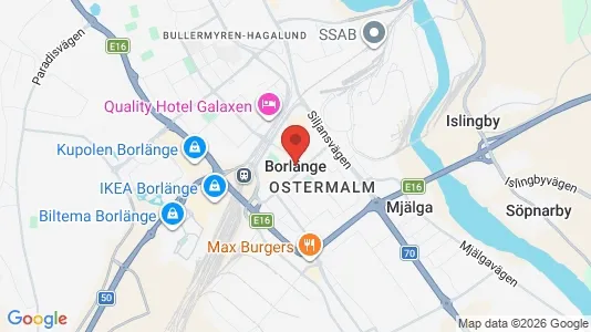 Butikslokaler att hyra i Borlänge - kort over placeringen