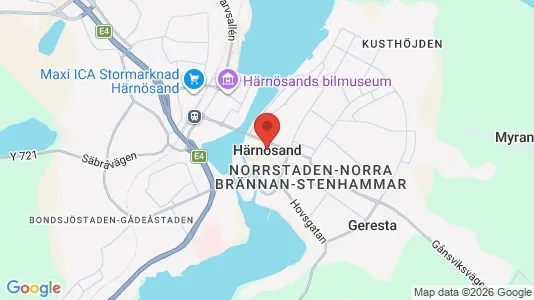 Butikslokaler att hyra i Härnösand - kort over placeringen