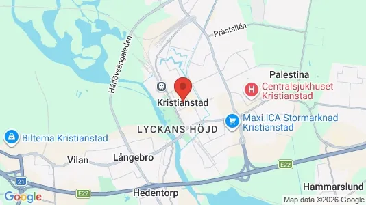 Butikslokaler till försäljning i Kristianstad - kort over placeringen