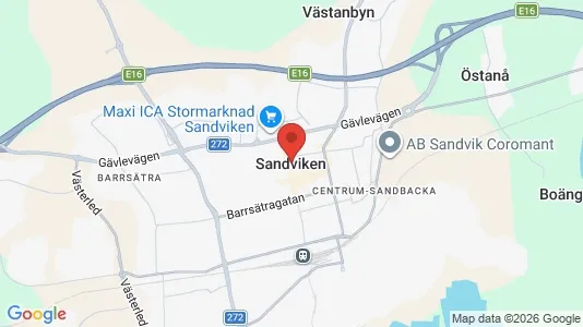 Butikslokaler att hyra i Sandviken - kort over placeringen