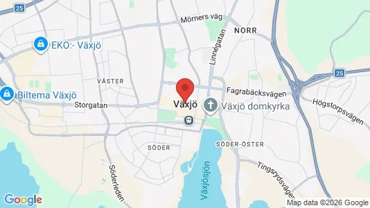 Butikslokaler att hyra i Växjö - kort over placeringen
