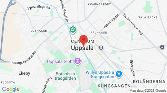 Butikslokaler att hyra i Uppsala - kort over placeringen