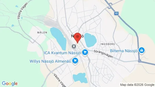 Butikslokaler att hyra i Nässjö - kort over placeringen