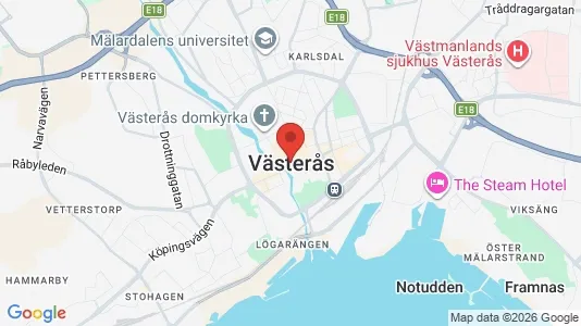 Butikslokaler att hyra i Västerås - kort over placeringen