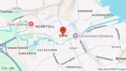 Kontorslokaler att hyra i Gävle - kort over placeringen
