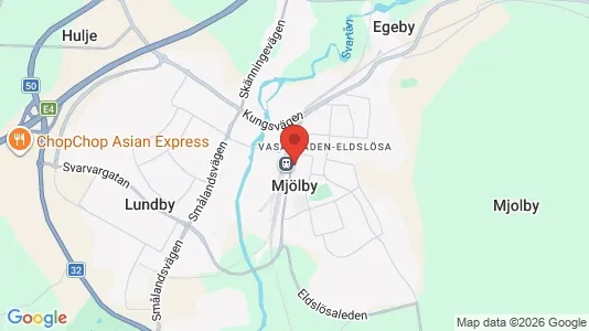 Butikslokaler att hyra i Mjölby - kort over placeringen