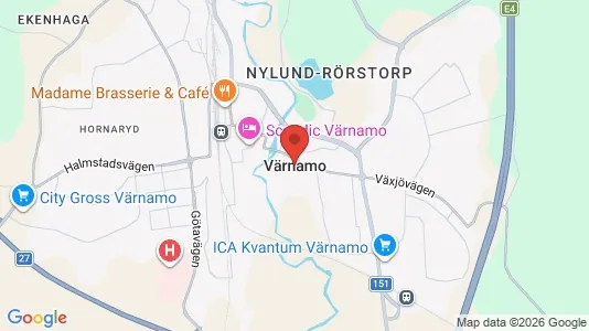 Butikslokaler att hyra i Värnamo - kort over placeringen