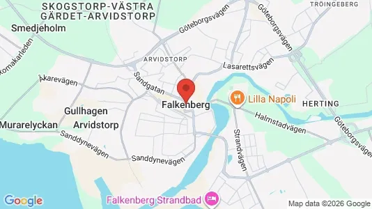 Butikslokaler att hyra i Falkenberg - kort over placeringen