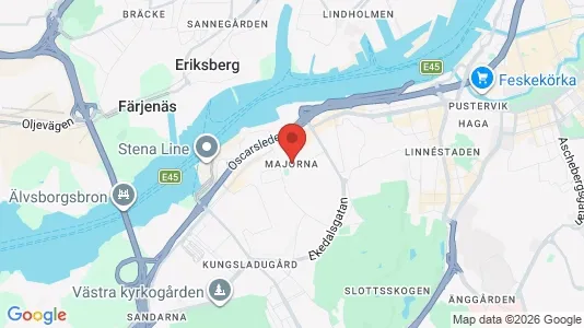 Butikslokaler att hyra i Majorna-Linné - kort over placeringen