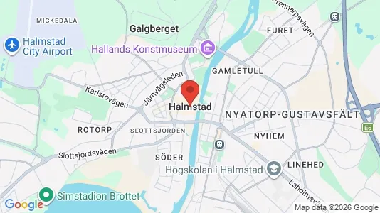 Butikslokaler att hyra i Halmstad - kort over placeringen