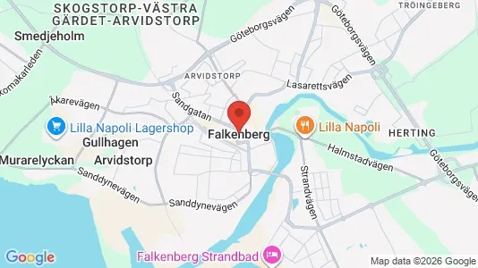 Butikslokaler att hyra i Falkenberg - kort over placeringen