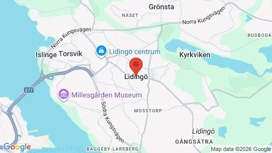 Butikslokaler att hyra i Lidingö - kort over placeringen