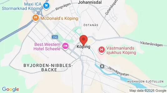 Butikslokaler att hyra i Köping - kort over placeringen