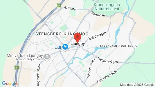Butikslokaler att hyra i Ljungby - kort over placeringen